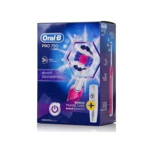 Oral-B Pro 750 Pink Ροζ Ηλεκτρική Οδοντόβουρτσα με θήκη ταξιδίου