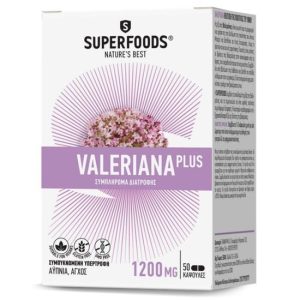 Superfoods Valeriana Plus 1200mg 50 Κάψουλες - Συμπλήρωμα Διατροφής Για Την Βελτίωση Της Ποιότητας Του Ύπνου