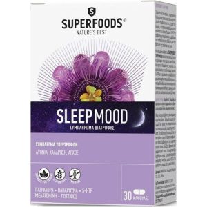 Superfoods Sleep Mood 30 Kάψουλες - Συμπλήρωμα Διατροφής Για Την Μείωση Της Αϋπνίας & Του Άγχους