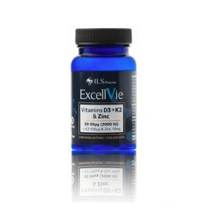 Ils Pharma ExcellVie Vitamin D3 2000iu + K2 100μg + Zinc 10mg 30Caps